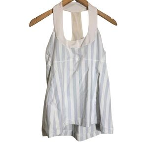 Lululemon White & Blue Striped Scoop Neck Racerback Tank – Size 12